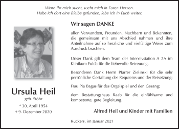 Traueranzeige von Ursula Heil von FZ