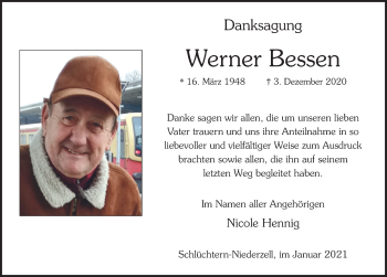 Traueranzeige von Werner Bessen von FZ
