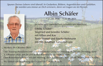 Traueranzeige von Albin Schäfer von FZ
