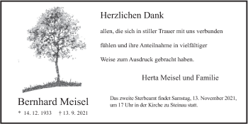 Traueranzeige von Bernhard Meisel von FZ