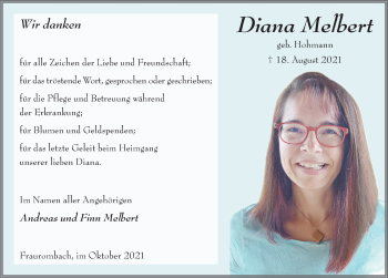 Traueranzeige von Diana Melbert von FZ