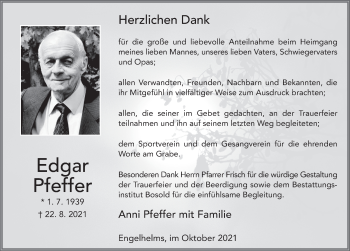 Traueranzeige von Edgar Pfeffer von FZ