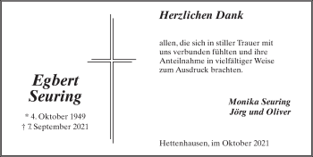 Traueranzeige von Egbert Seuring von FZ