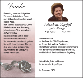 Traueranzeige von Elisabeth Zierfuß von FZ