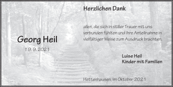 Traueranzeige von Georg Heil von FZ