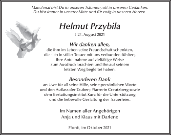 Traueranzeige von Helmut Pryzblia von FZ