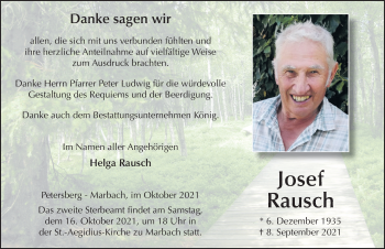 Traueranzeige von Josef Rausch von FZ