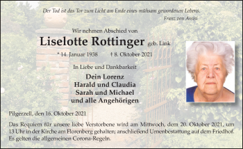 Traueranzeige von Liselotte Rottinger von FZ