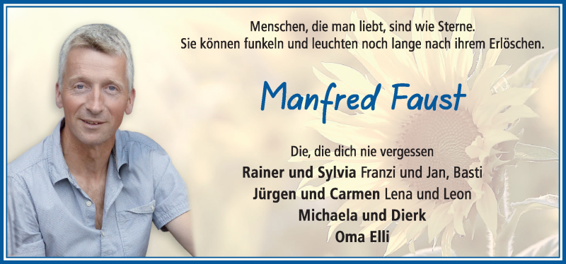  Traueranzeige für Manfred Faust vom 13.10.2021 aus FZ