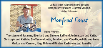 Traueranzeige von Manfred Faust von FZ
