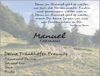 Traueranzeige von Manuel Seyfarth von FZ