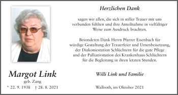 Traueranzeige von Margot Link von FZ