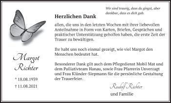 Traueranzeige von Margot Richter von FZ