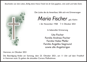 Traueranzeige von Maria Fischer von FZ