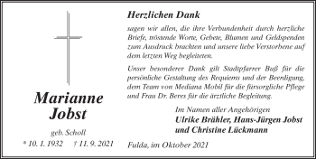 Traueranzeige von Marianne Jobst von FZ