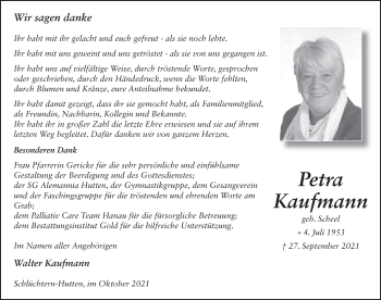 Traueranzeige von Petra Kaufmann von FZ