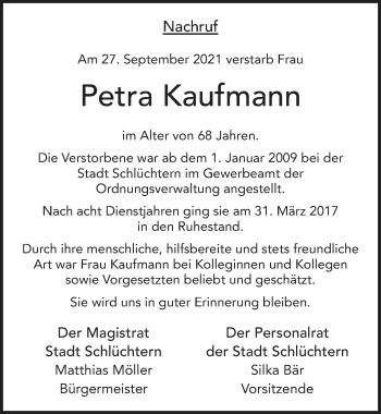 Traueranzeige von Petra Kaufmann von FZ