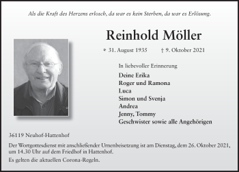 Traueranzeige von Reinhold Möller von FZ