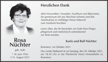 Traueranzeige von Rosa Nüchter von FZ