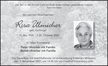 Traueranzeige von Rosa Ulmicher von FZ
