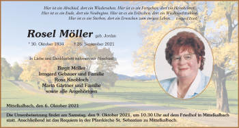 Traueranzeige von Rosel Möller von FZ