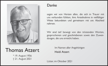 Traueranzeige von Thomas Atzert von FZ