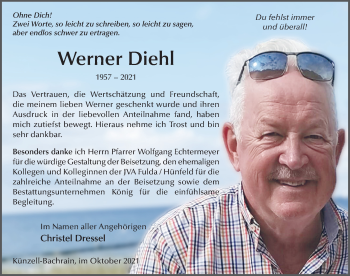 Traueranzeige von Werner Diehl von FZ