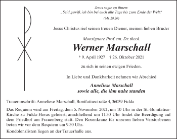 Traueranzeige von Werner Marschall von FZ