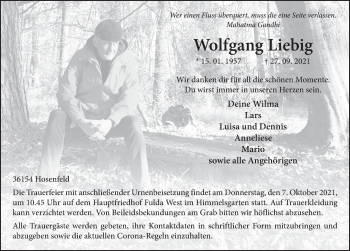 Traueranzeige von Wolfgang Liebig von FZ