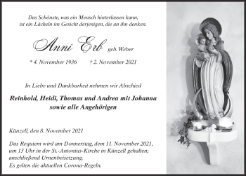 Traueranzeige von Anni Erb von FZ