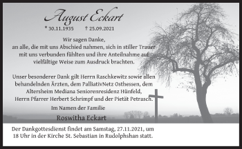 Traueranzeige von August Eckart von FZ