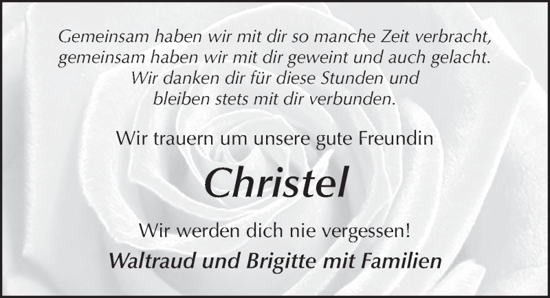  Traueranzeige für Christel Scherf vom 20.11.2021 aus FZ