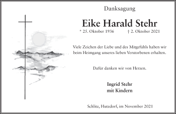 Traueranzeige von Eike Harald Stehr von FZ