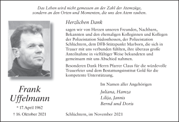 Traueranzeige von Frank Uffelmann von FZ