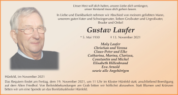 Traueranzeige von Gustav Laufer von FZ