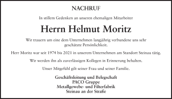 Traueranzeige von Helmut Moritz von FZ