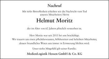 Traueranzeige von Helmut Moritz von FZ
