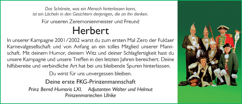  Traueranzeige für Herbert Beck vom 23.11.2021 aus FZ