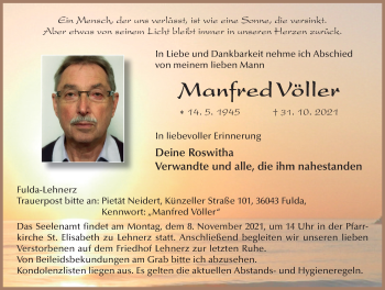 Traueranzeige von Manfred Völler von FZ