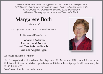 Traueranzeige von Margarete Both von FZ