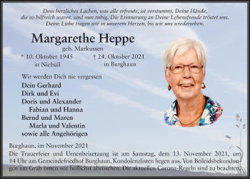 Traueranzeige von Margarethe Heppe von FZ