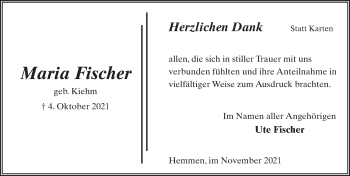 Traueranzeige von Maria Fischer von FZ
