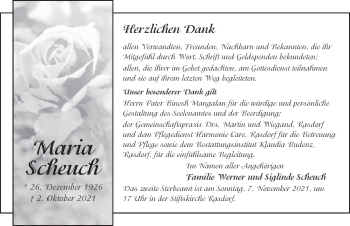 Traueranzeige von Maria Scheuch von FZ