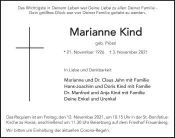 Traueranzeige von Marianne Kind von FZ