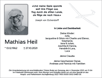 Traueranzeige von Mathias Heil von FZ