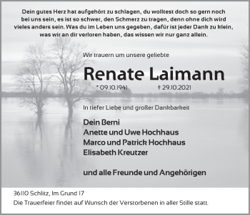 Traueranzeige von Renate Laimann von FZ