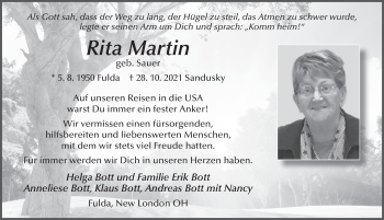 Traueranzeige von Rita Martin von FZ