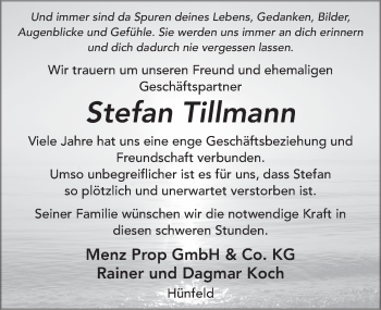 Traueranzeige von Stefan Tillmann von FZ