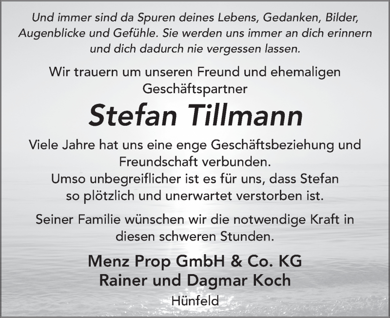  Traueranzeige für Stefan Tillmann vom 02.11.2021 aus FZ