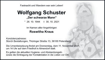 Traueranzeige von Wolfgang Schuster von FZ